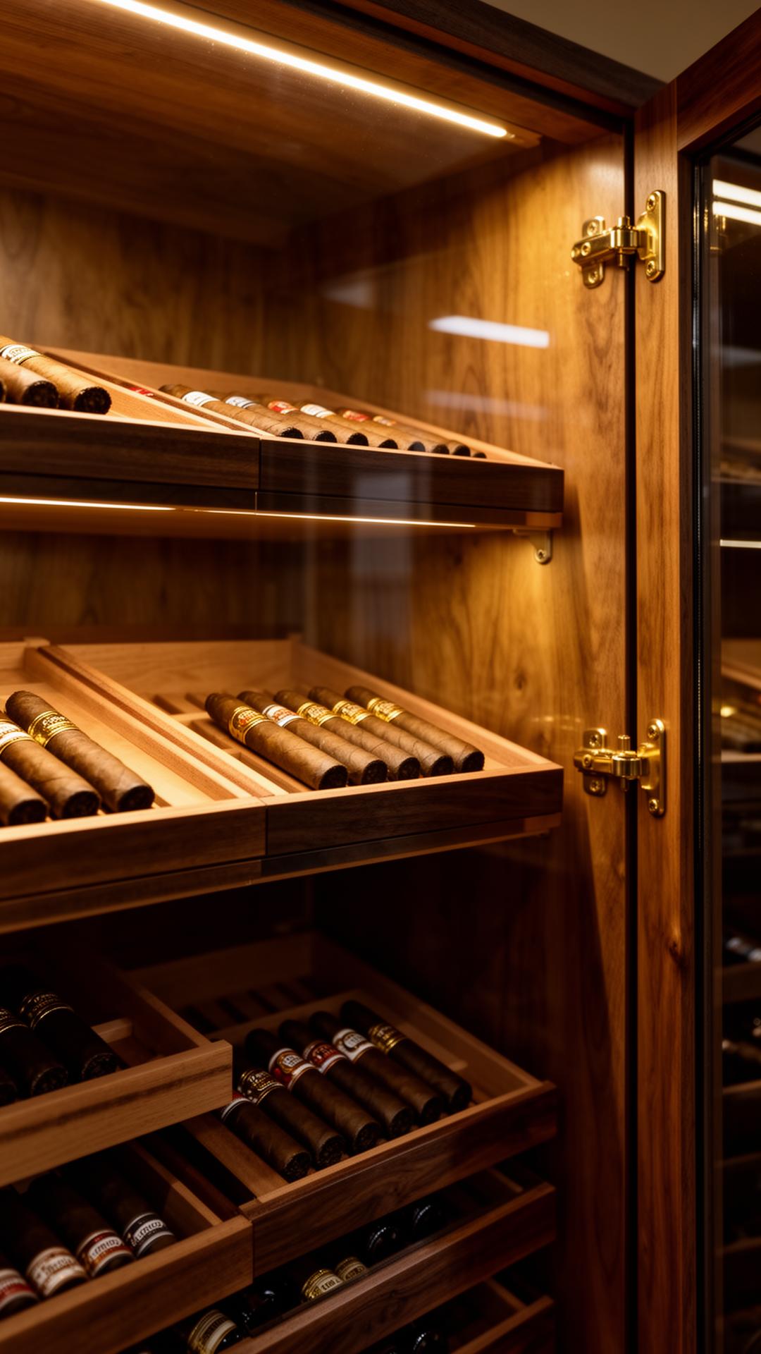 Walk-in cedar humidor with premium cigars